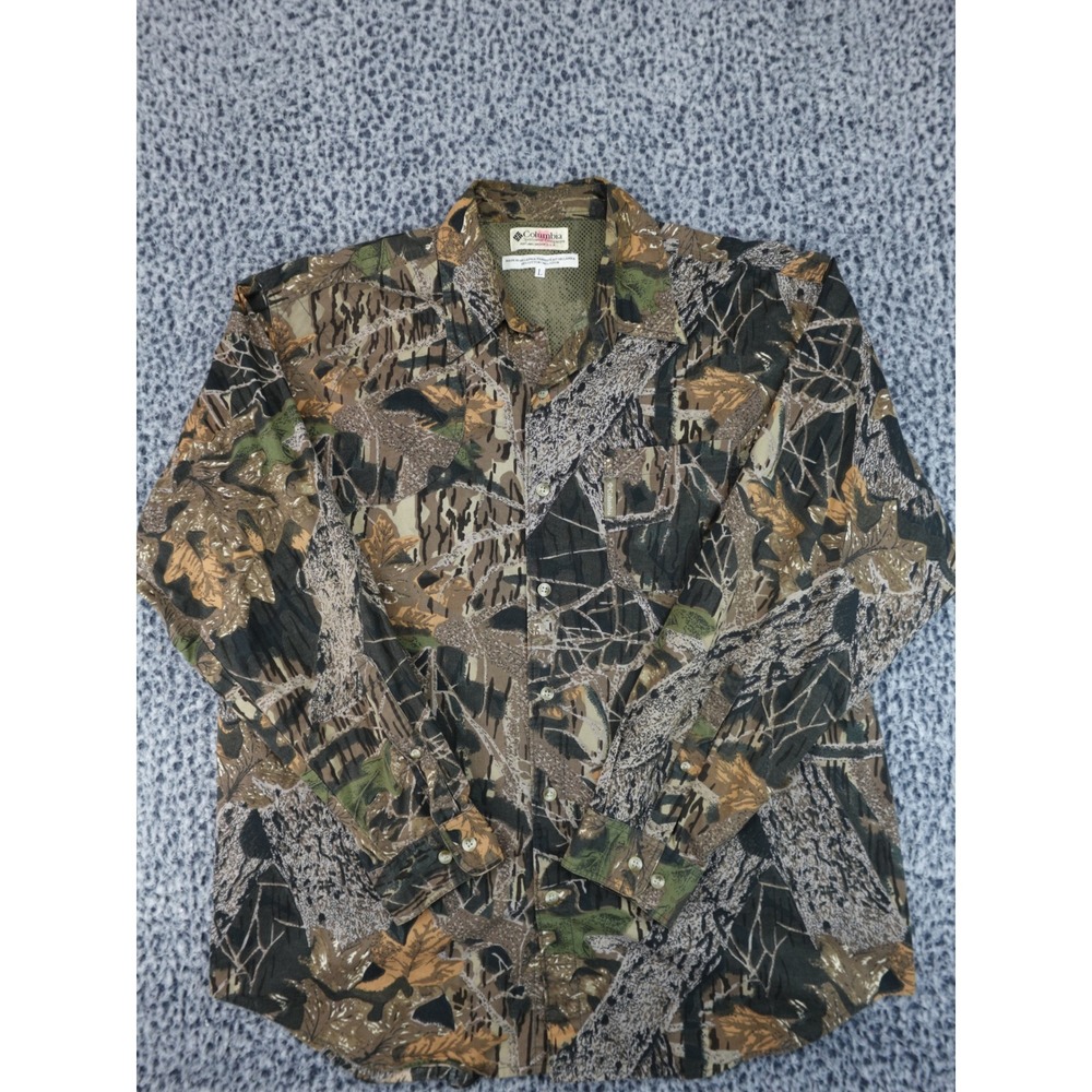 Columbia Sportswear Mens Camo Button Up Shirt‎ Large Long Sleeve Cotton Utility